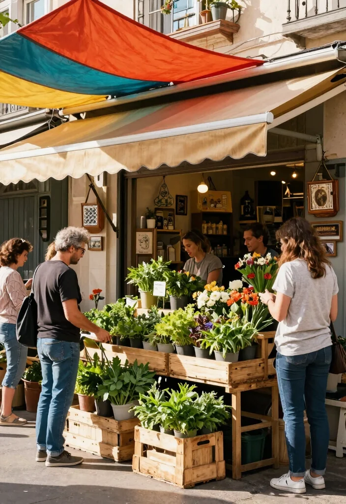 15 Chic Storefront Awning Ideas to Attract More Customers 9. Tarp Awnings for a Rustic Market Vibe 0