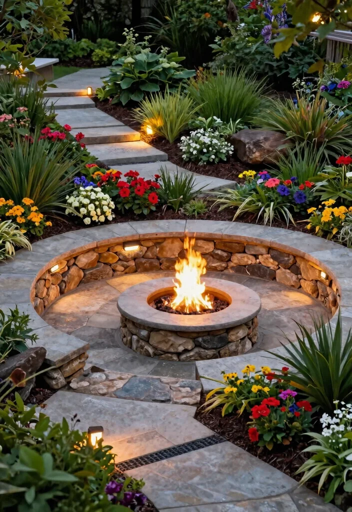 15 Cozy Fire Pit Surround Ideas for Large Gatherings 14. Fire Pit Landscaping 0