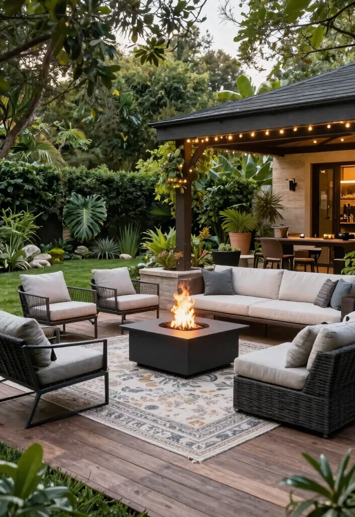 15 Cozy Fire Pit Surround Ideas for Large Gatherings 2. Elevated Deck Space 0