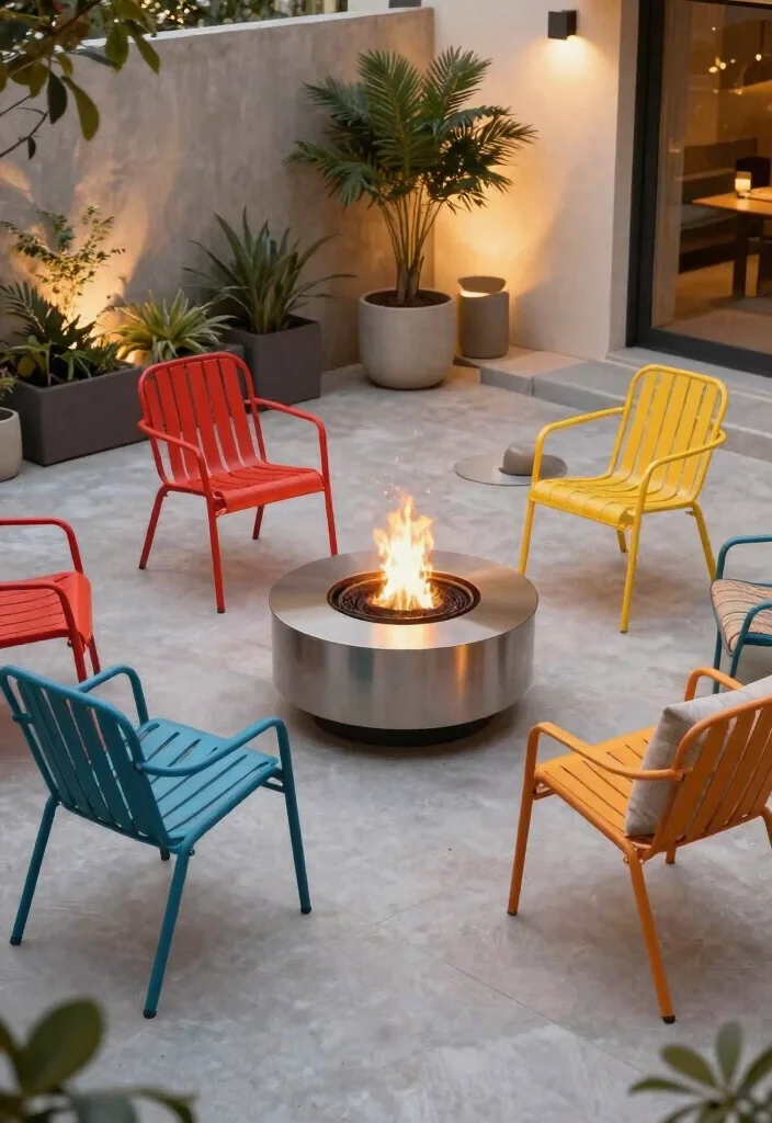 15 Cozy Fire Pit Surround Ideas for Large Gatherings 7. Contemporary Metal Seating 0