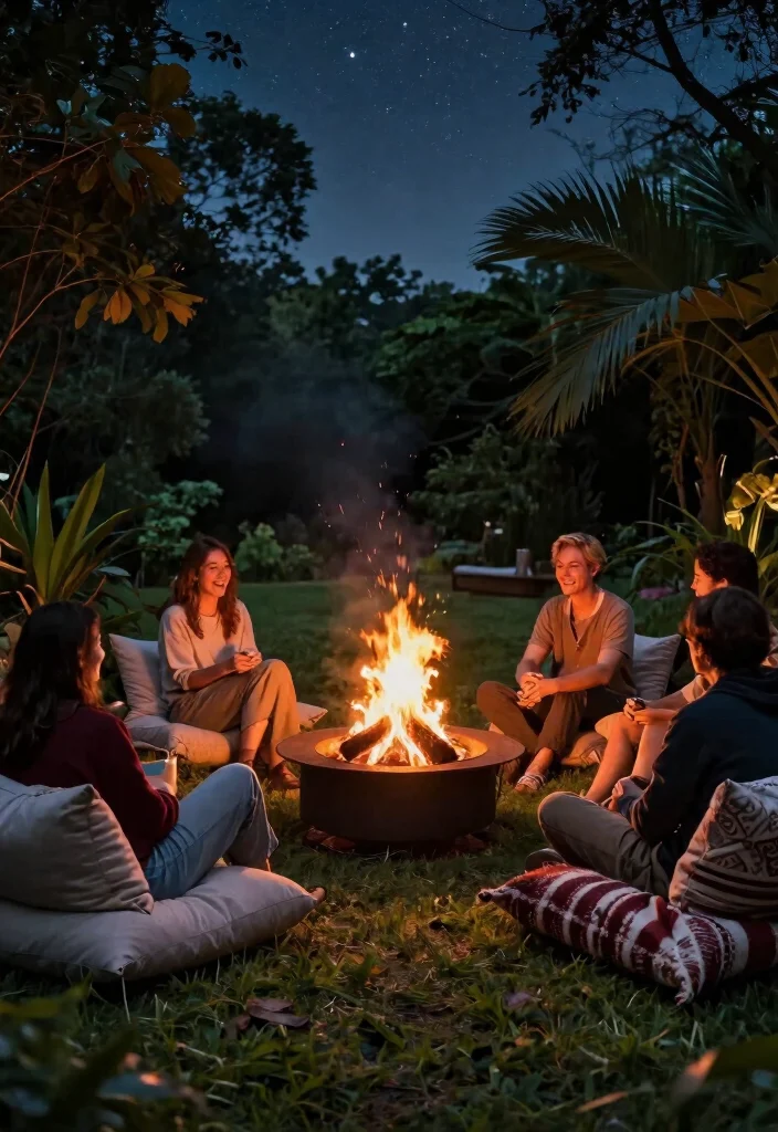 15 Cozy Fire Pit Surround Ideas for Large Gatherings 9. Natural Grass Seating 0