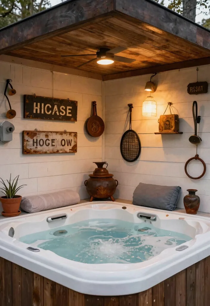 15 Cozy Hot Tub Hut Ideas for Year Round Soaking 12. Farmhouse Chic Hut 0