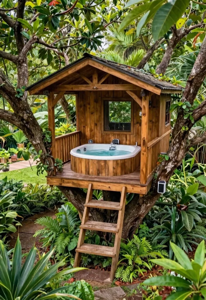 15 Cozy Hot Tub Hut Ideas for Year Round Soaking 7. Treehouse Hot Tub Hut 0