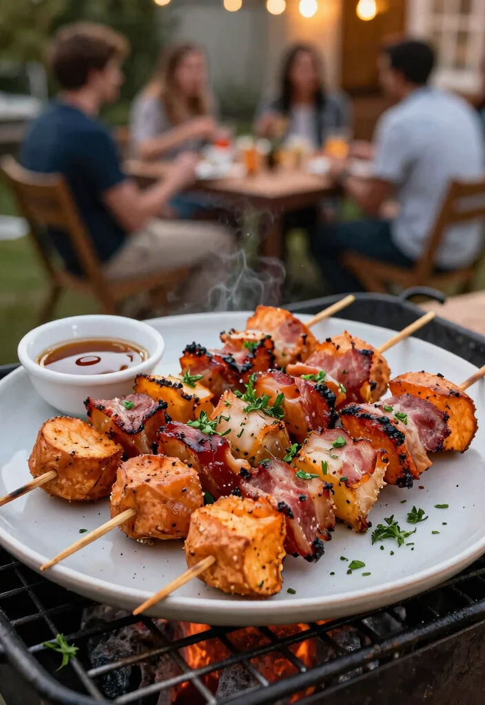 15 Delicious Fire Pit Food Ideas on a Stick Campfire Fun 9. Sweet Potato and Bacon Skewers 0