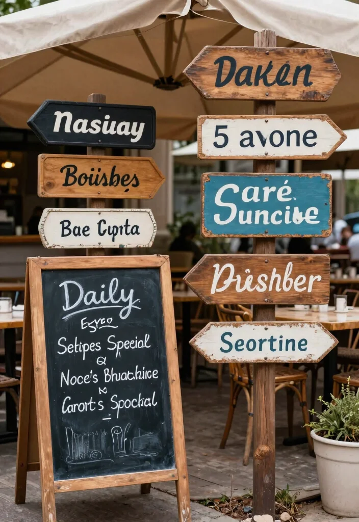 15 Dreamy Cafe Terrace Decor Inspiration European Style 10. Vintage Signage 0