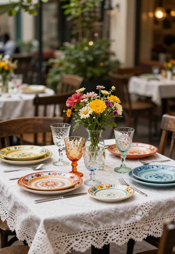 15 Dreamy Cafe Terrace Decor Inspiration European Style 3. Vintage Tableware 0