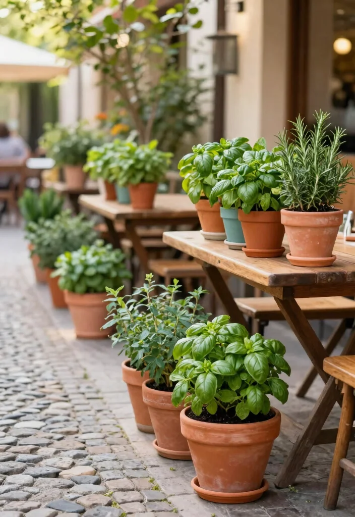 15 Dreamy Cafe Terrace Decor Inspiration European Style 5. Herb Gardens as Decor 0