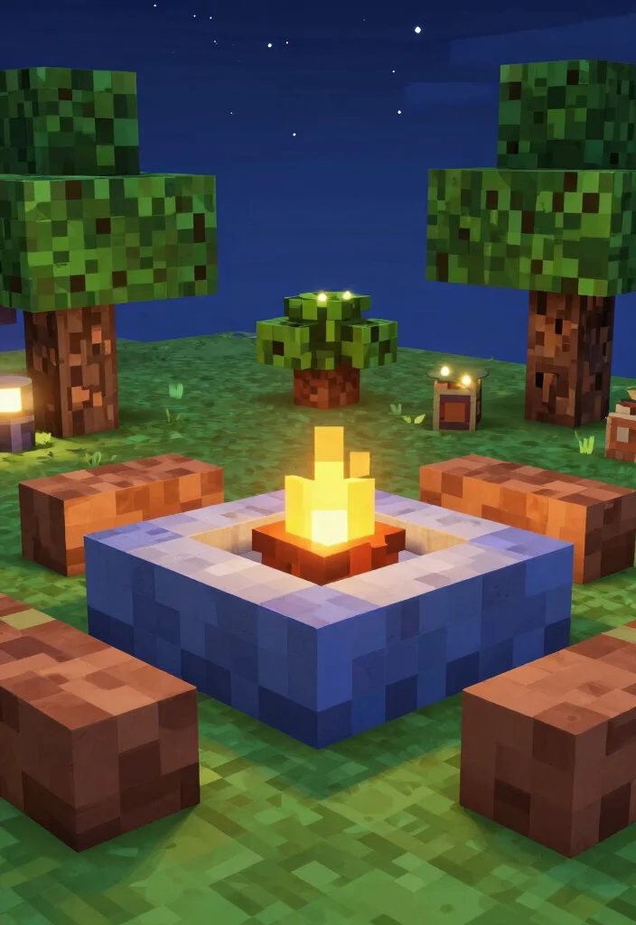 15 Epic Minecraft Fire Pit Ideas for Your Backyard Build 1. Pixelated Stone Fire Pit 0