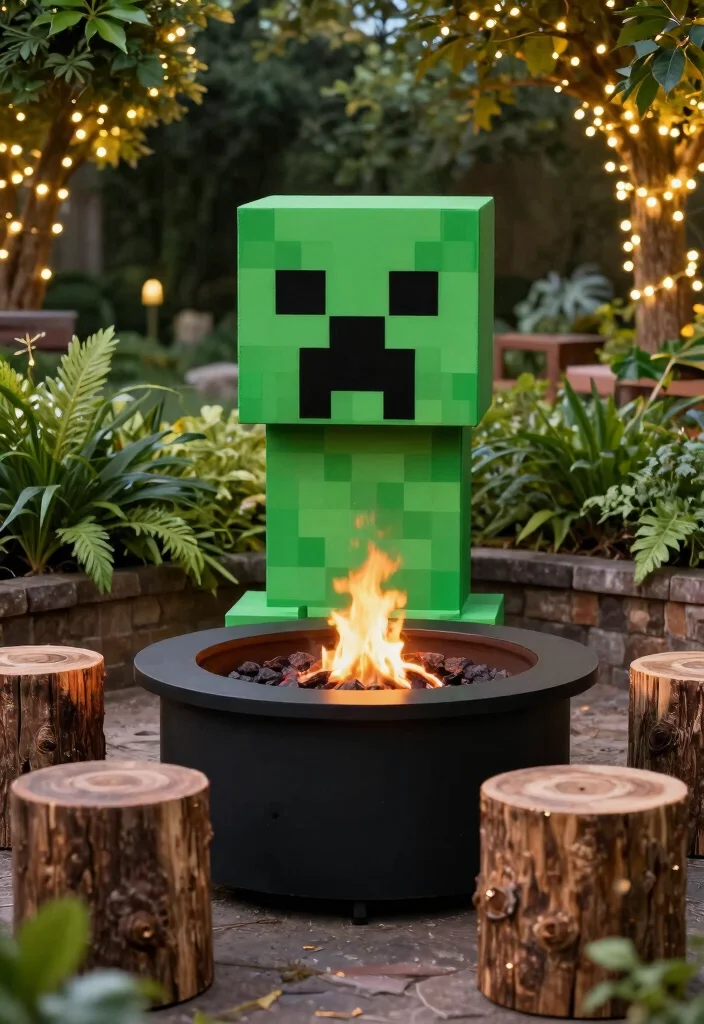 15 Epic Minecraft Fire Pit Ideas for Your Backyard Build 2. The Creeper Fire Pit 0