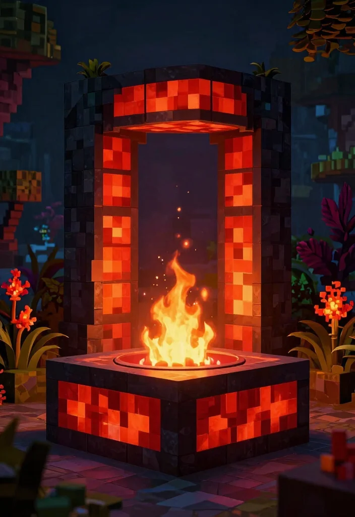 15 Epic Minecraft Fire Pit Ideas for Your Backyard Build 5. The Nether Portal Fire Pit 0
