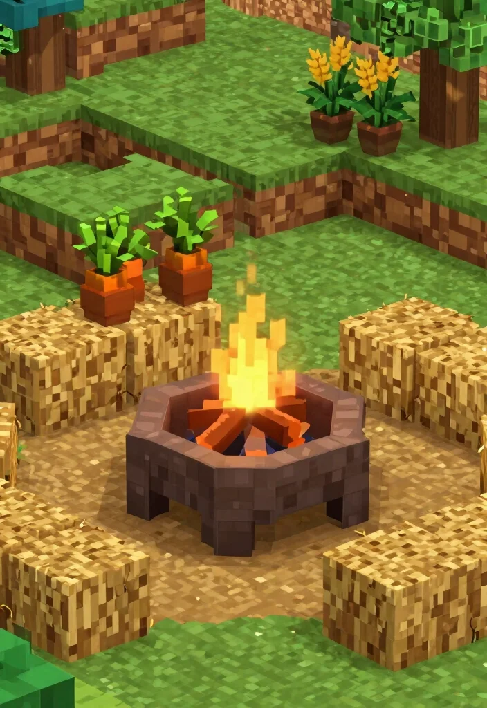 15 Epic Minecraft Fire Pit Ideas for Your Backyard Build 7. The Farmyard Fire Pit 0