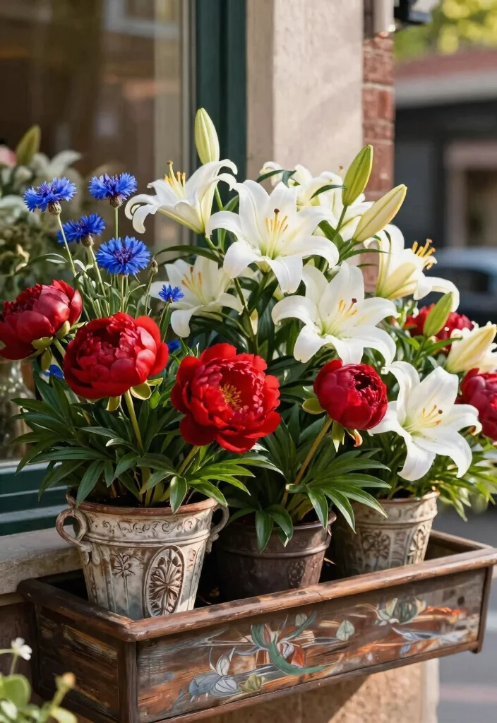 15 Festive Patriotic Window Box Ideas for 4th of July 12. Seasonal Bouquets in Window Boxes 0