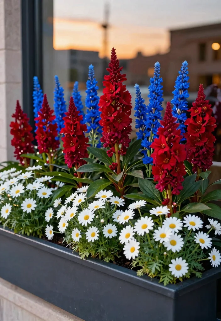 15 Festive Patriotic Window Box Ideas for 4th of July 15. Colorful Firework Inspired Arrangements 0