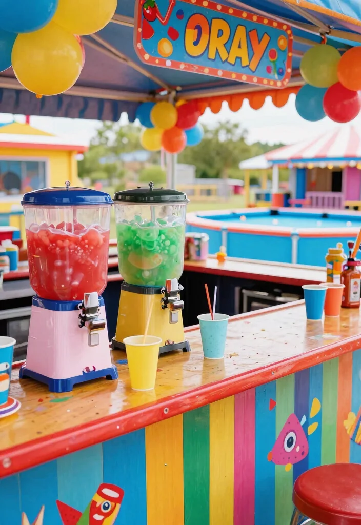 15 Fun Above Ground Pool Bar Ideas Backyards Need 4. Colorful Carnival Theme 0