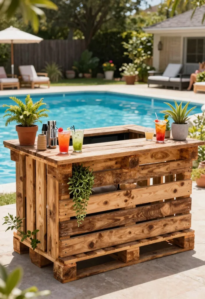 15 Fun Above Ground Pool Bar Ideas Backyards Need 7. DIY Pallet Bar 0