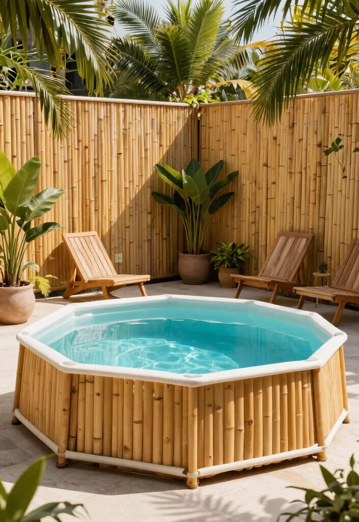 15 Genius Above Ground Pool Skirting Ideas to Hide the Frame 3 15 Genius Above Ground Pool Skirting Ideas to Hide the Frame 3. Bamboo Fencing 0