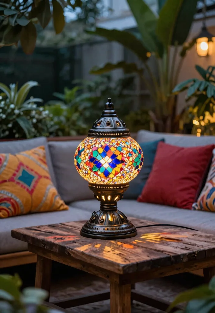 15 Magical Patio Lamp Decor Inspiration for Evening Glow 11. Artistic Mosaic Lamps 0