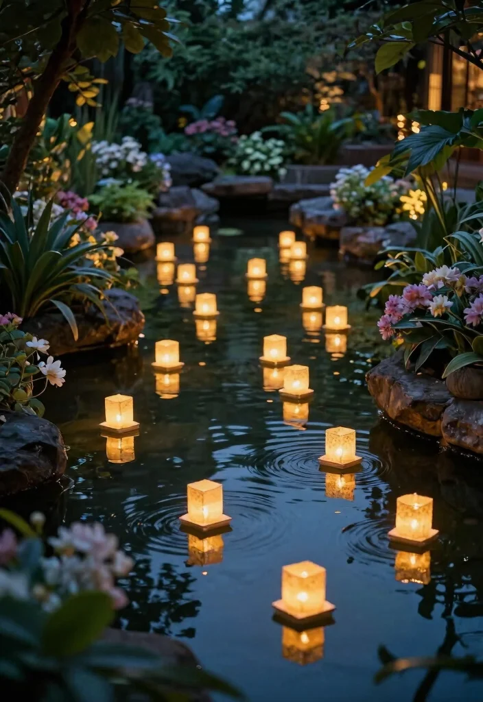 15 Magical Patio Lamp Decor Inspiration for Evening Glow 14. Floating Water Lanterns 0