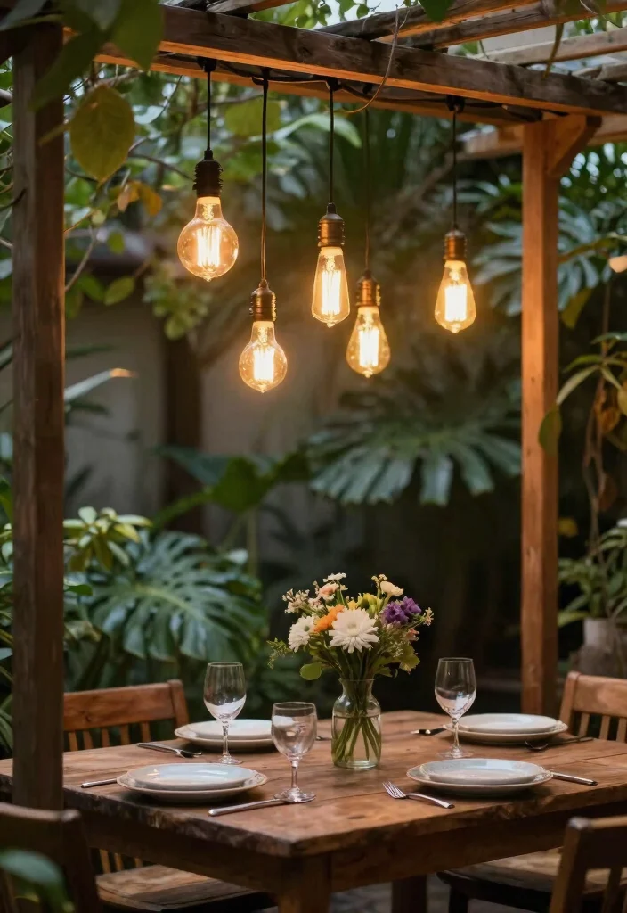 15 Magical Patio Lamp Decor Inspiration for Evening Glow 4. Vintage Style Edison Bulbs 0