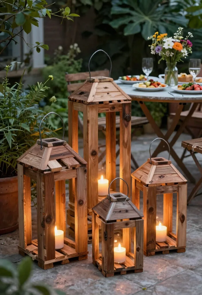 15 Magical Patio Lamp Decor Inspiration for Evening Glow 8. Upcycled Pallet Lanterns 0
