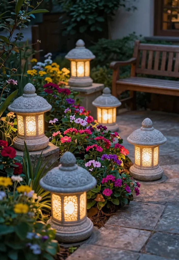 15 Magical Patio Lamp Decor Inspiration for Evening Glow 9. Beautifully Crafted Stone Lamps 0