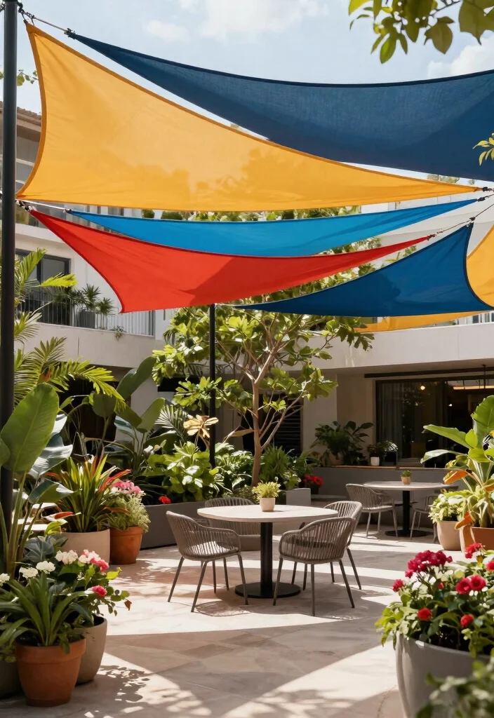 15 Popular Awning Styles Every Homeowner Should Know 6. Shade Sails for Contemporary Style 0