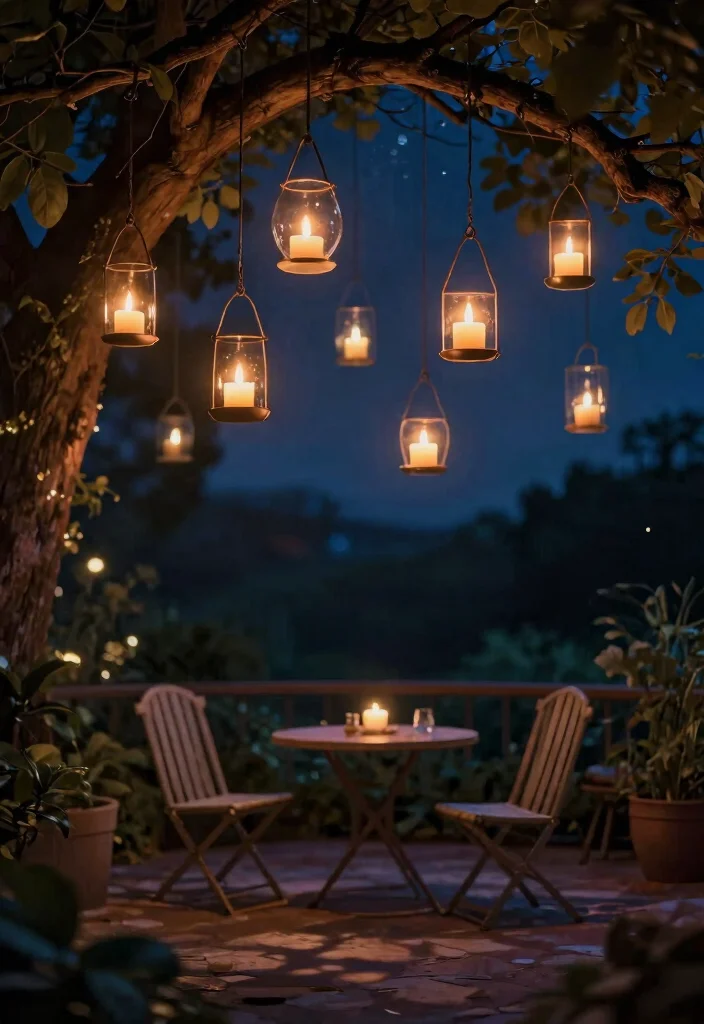 15 Romantic Patio Decor Concepts with Candles for Date Night 10. Suspended Candle Holders 0