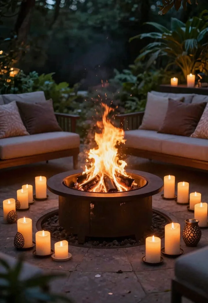 15 Romantic Patio Decor Concepts with Candles for Date Night 12. Candlelit Fire Pit 0