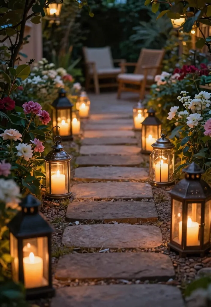 15 Romantic Patio Decor Concepts with Candles for Date Night 5. Candlelit Pathways 0
