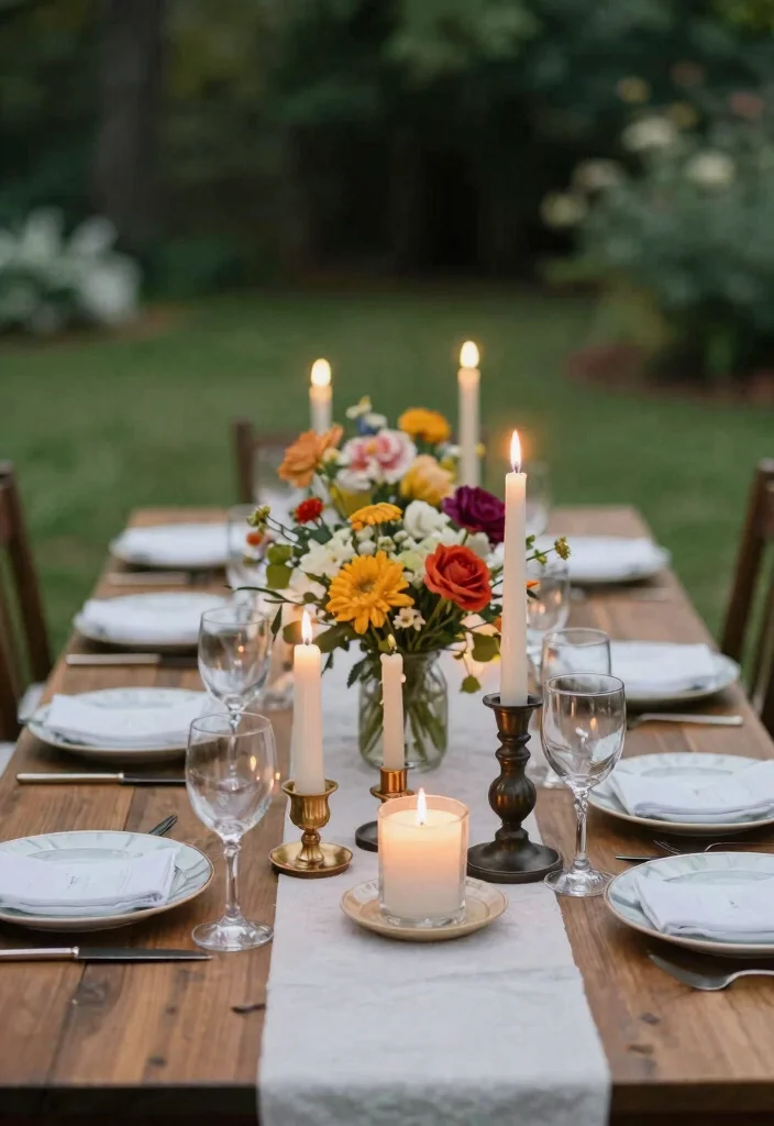 15 Romantic Patio Decor Concepts with Candles for Date Night 6. Table Setting with Candles 0