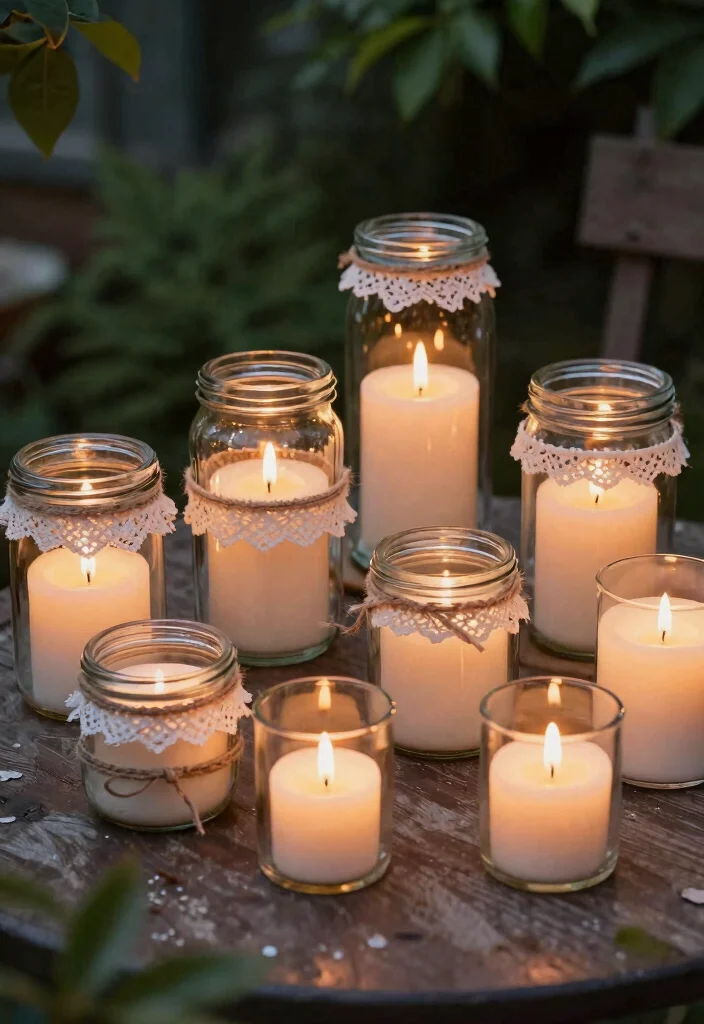 15 Romantic Patio Decor Concepts with Candles for Date Night 7. Candles in Glass Jars 0
