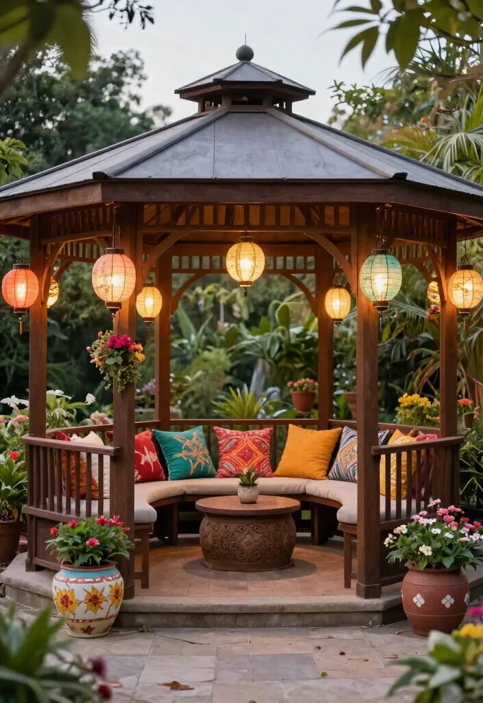 15 Stunning Hexagon Gazebo Ideas for Eco-Friendly Backyards 11 15 Stunning Hexagon Gazebo Ideas for Eco Friendly Backyards 11. Customizable Decor Elements 0