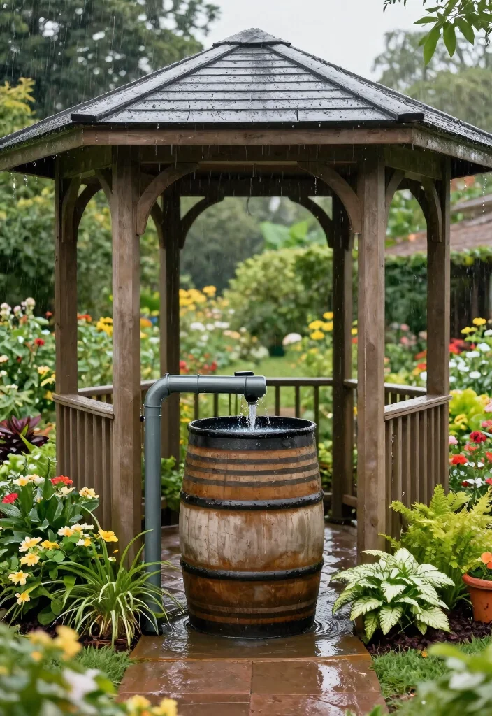 15 Stunning Hexagon Gazebo Ideas for Eco-Friendly Backyards 4 15 Stunning Hexagon Gazebo Ideas for Eco Friendly Backyards 4. Rainwater Harvesting System 0