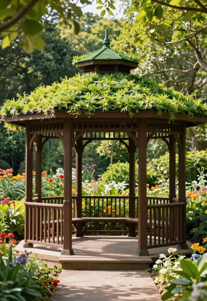 15 Stunning Hexagon Gazebo Ideas for Eco-Friendly Backyards 9 15 Stunning Hexagon Gazebo Ideas for Eco Friendly Backyards 9. Green Roof Options 0