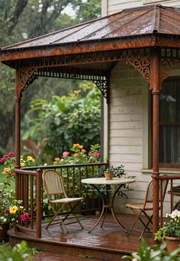 15 Sturdy Rain Awning Ideas to Keep Your Porch Dry 1. Vintage Inspired Metal Awnings 0
