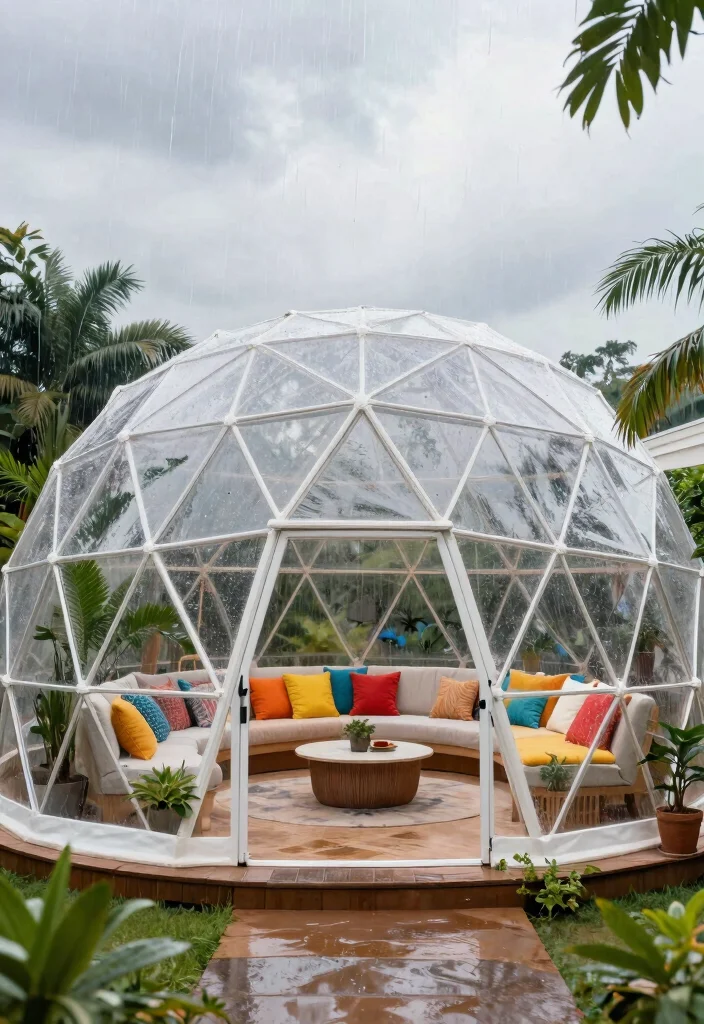 15 Sturdy Rain Awning Ideas to Keep Your Porch Dry 11. Geodesic Dome Awnings 0