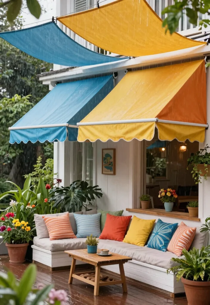 15 Sturdy Rain Awning Ideas to Keep Your Porch Dry 12. Eco Friendly Fabric Awnings 0