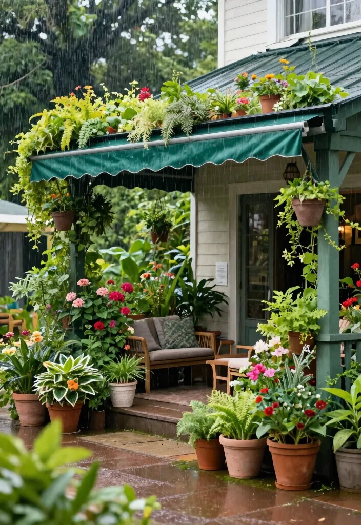 15 Sturdy Rain Awning Ideas to Keep Your Porch Dry 14. Green Roof Awnings 0