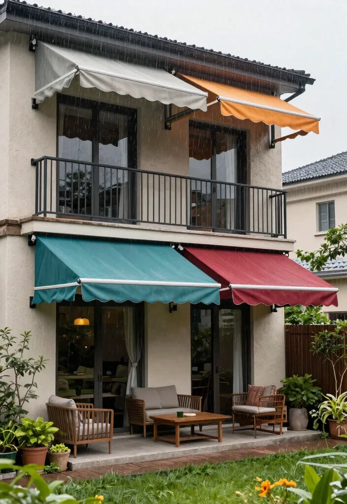 15 Sturdy Rain Awning Ideas to Keep Your Porch Dry 15. Customizable Modular Awnings 0