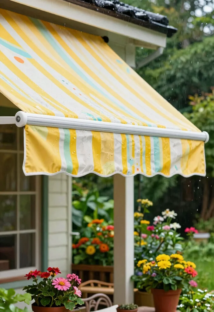 15 Sturdy Rain Awning Ideas to Keep Your Porch Dry 3. Retractable Fabric Awnings 0
