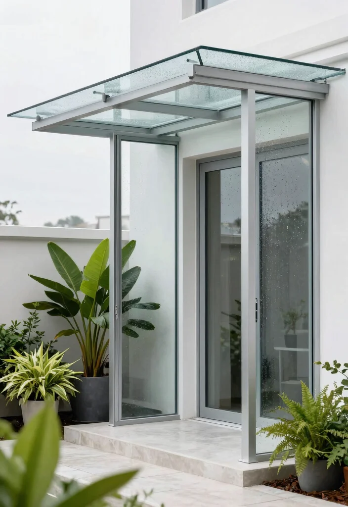 15 Sturdy Rain Awning Ideas to Keep Your Porch Dry 5. Modern Minimalist Awnings 0