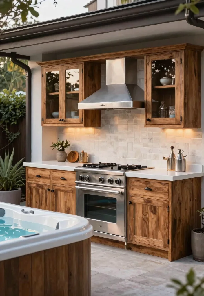 15 Ultimate Outdoor Kitchen and Hot Tub Ideas for Luxury Outdoor Living 11. Rustic Chic Glam 0