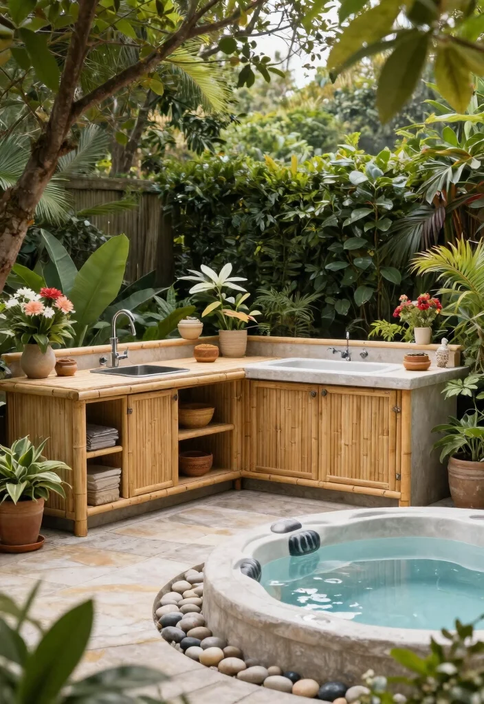 15 Ultimate Outdoor Kitchen and Hot Tub Ideas for Luxury Outdoor Living 5. Nature Inspired Zen Den 0