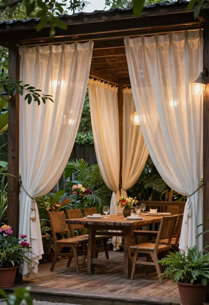 17 Beautiful Patio Awning Ideas Covered Decks Will Love 12. Outdoor Curtains for Added Privacy 0