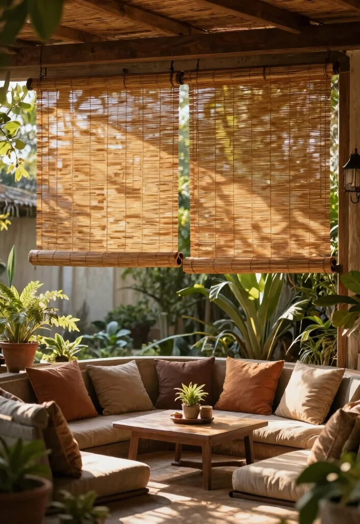 17 Beautiful Patio Awning Ideas Covered Decks Will Love 16. Eco Friendly Bamboo Shades 0