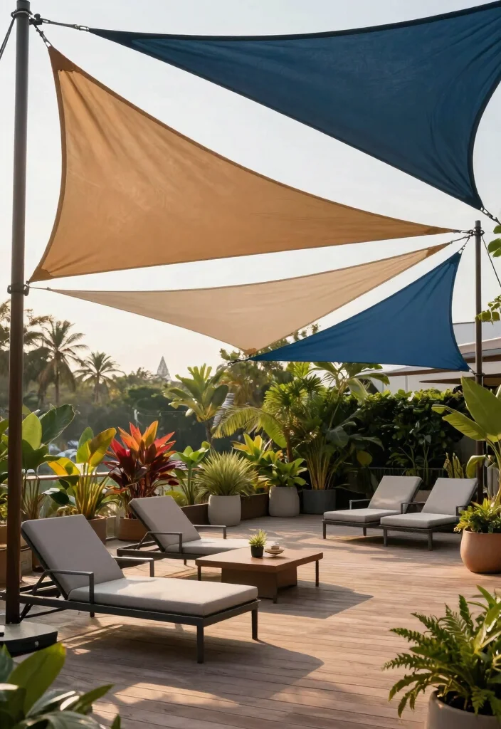17 Beautiful Patio Awning Ideas Covered Decks Will Love 4. Sail Shade Awnings 0
