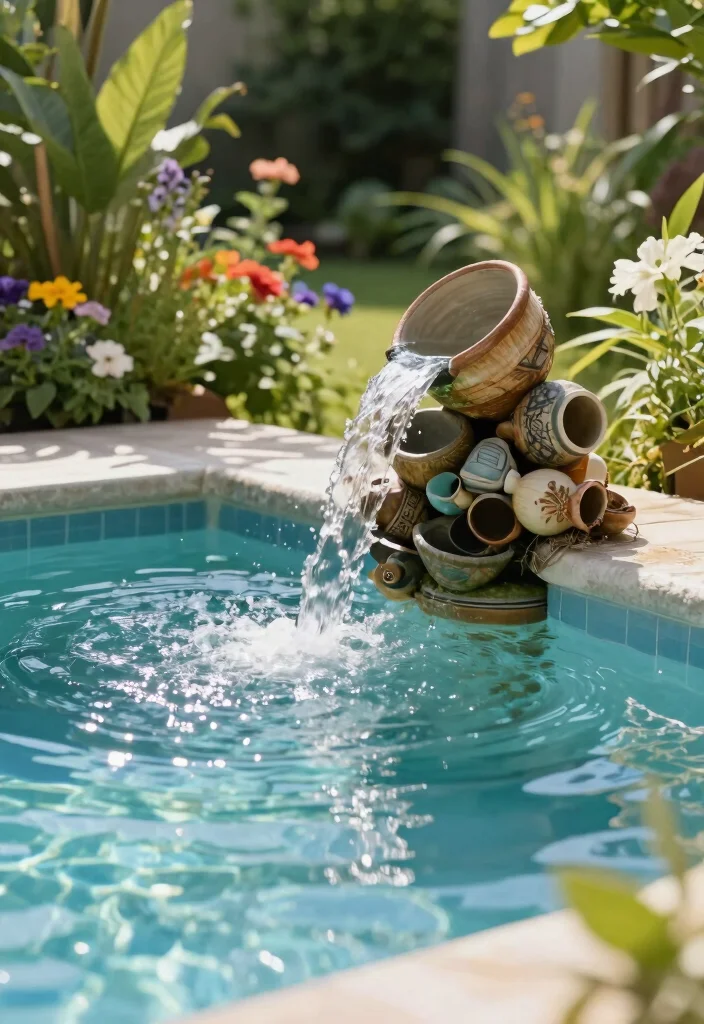 17 Genius Cheap Ways to Decorate Above Ground Pool 11. DIY Water Features 0