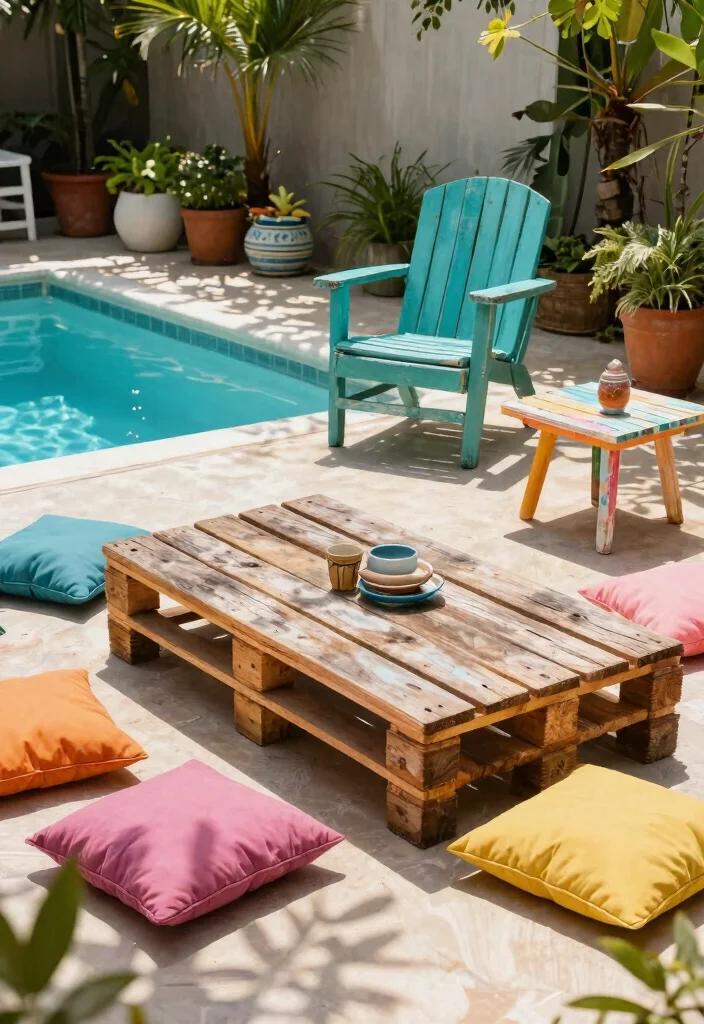 17 Genius Cheap Ways to Decorate Above Ground Pool 3. Upcycled Furniture 0