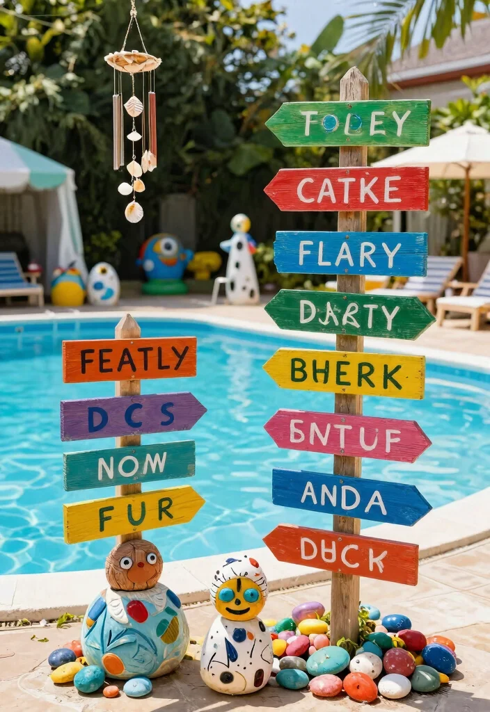 17 Genius Cheap Ways to Decorate Above Ground Pool 7. DIY Poolside Art 0