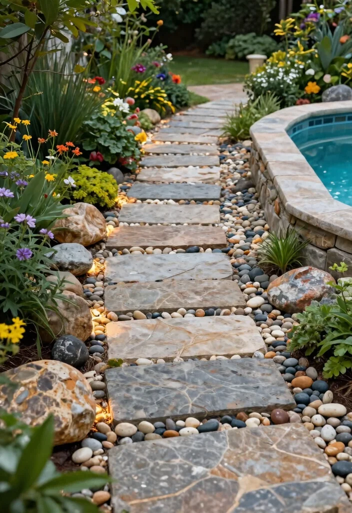 17 Stunning Rock Around Above Ground Pool Landscaping Ideas 1 17 Stunning Rock Around Above Ground Pool Landscaping Ideas 1. Rustic Stone Pathways 0
